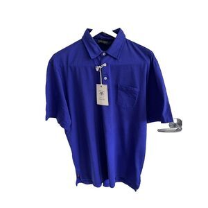 Polo Ralph Lauren Vintage Golf Lisle Peru Cotton Purple w Blue Stripe Large